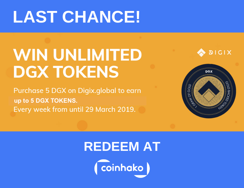 FINAL WEEK & LAST CHANCE to win DGX Tokens at Coinhako