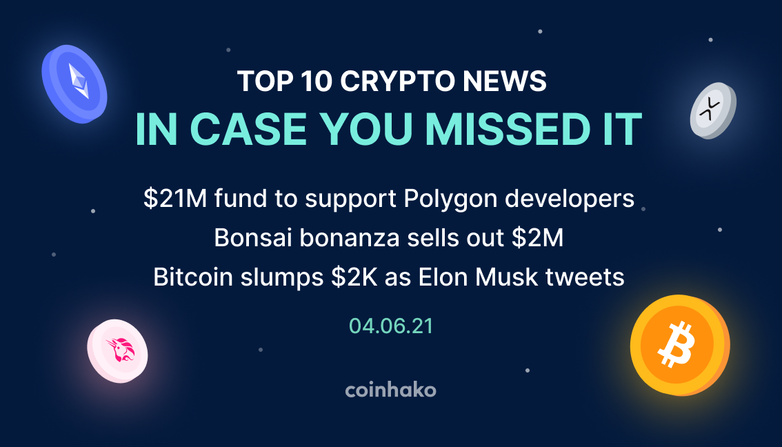 Top 10 Crypto News In Case You Missed It: Bonsai bonanza sells out $2M, BTC price slumps $2K, $21M fund to support Polygon developers
