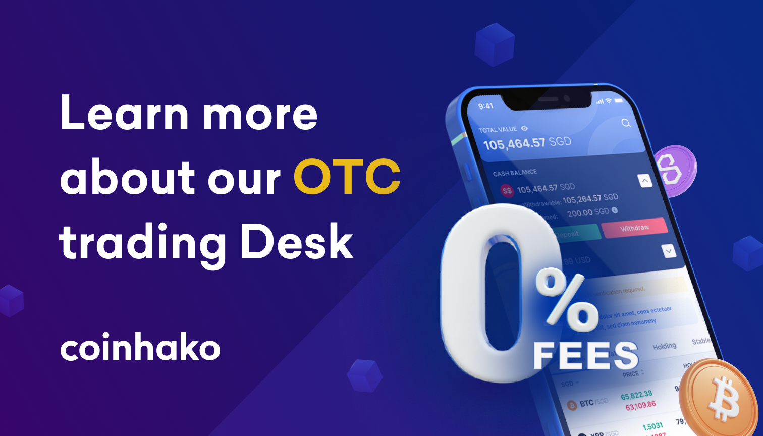 Trade crypto over-the-counter (OTC) on Coinhako with no commission fee