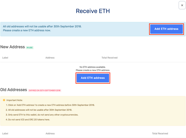 New Ethereum address and updates to your Coinhako ETH wallet