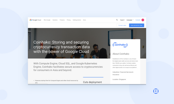 Coinhako is now on Google Cloud for storing and securing transaction data!