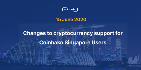 Token Delistings & Reduction in services, 15 June 2020, for Coinhako Singapore