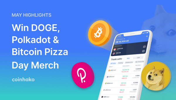 Coming Your Way This May: Stand a Chance to Win DOGE, Coinhako Swag Bags, Exclusive Bitcoin Pizza Day Merch & More